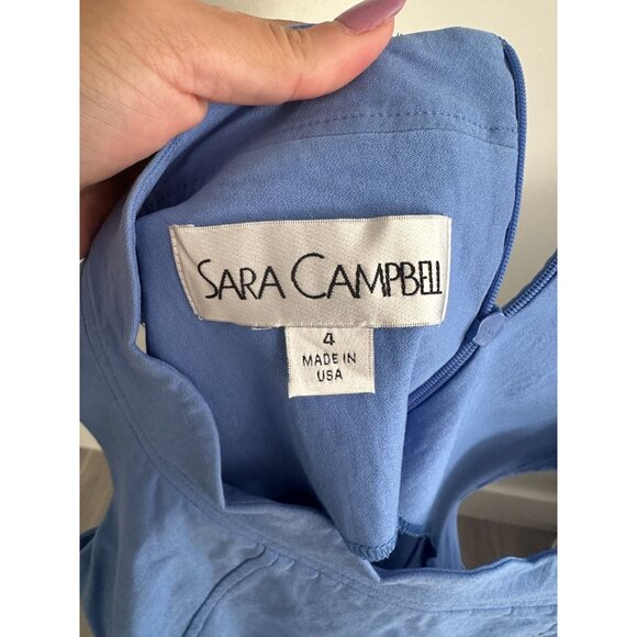 SARA CAMPBELL Blue Scalloped Shift Dress Size 4 - Picture 9 of 11